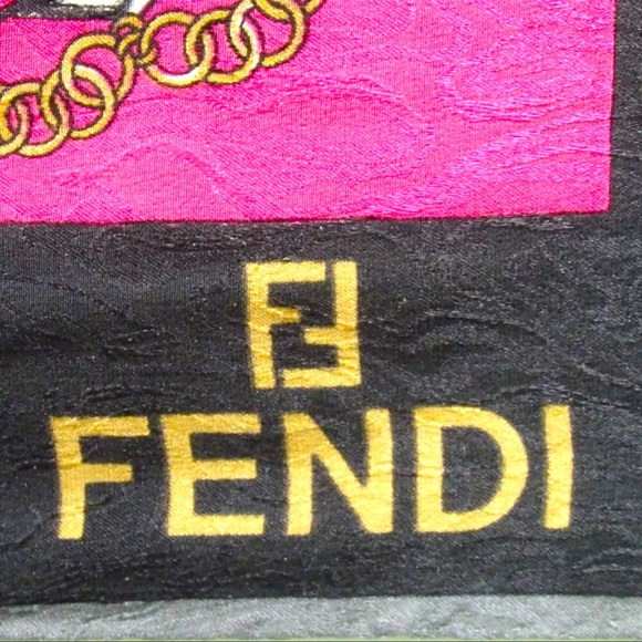 AUTH Fendi Chain Pattern Scarf Pink - Picture 4 of 4